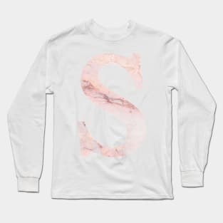 The Letter S Pink Marble Design Long Sleeve T-Shirt